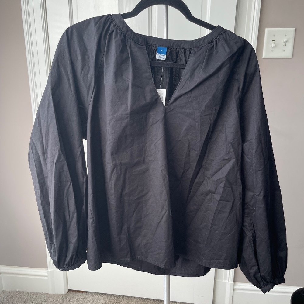 A2 - #103 OLD NAVY Long Sleeve Black Blouse, size small